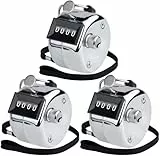KTRIO Handzähler Zähler, Metall Zähler Klicker Counter, 4-Stellige Zähler für PersonenzählerCoaching, Stricken, Menschen,Golf und Reihenzähler,Silber (3 Pack)