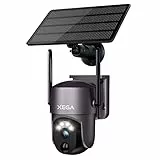 Xega Solare Überwachungskamera Aussen kabellos, 2K Super HD PTZ CCTV Kamera WLAN Überwachungskamera Heim Sicherheit Farbe Nachtsicht PIR Personenerkennung Zwei-Wege-Audio