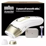 Braun IPL Silk Expert Pro 5 – IPL Geräte Haarentfernung, Dauerhafte und Schmerzfreie Haarentfernung für Zuhause – inkl. Etui, Venus Rasierer, 2 Aufsätze, Designed In Germany – PL5157, Weiß/Gold