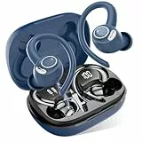 Bluetooth Kopfhörer Sport, in Ear Kopfhörer Kabellos Bluetooth 5.3 mit HD Mic, Herausragender Sound, 40 Std Spielzeit, Comfort Fit, Dual LED-Anzeige, IP7 Wasserdicht Ohrhörer mit Ohrhaken, Blau