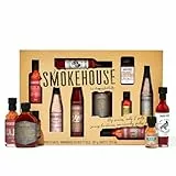 Smokehouse by Thoughtfully – BBQ Grillsaucen Geschenkset mit veganen Saucen, Salzen & Trockenmarinaden – Geschenkbox für Männer, Grill-Fans & BBQ Liebhaber – 10er Set
