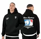 SMILODOX Hoodie Herren Striver, Oversized Kapuzenpullover mit Kängurutasche und Backprint, Pullover mit Rippbündchen, Streetwear, Baggy Fit, Casual Fit, Sportbekleidung für Gym & Freizeit