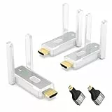 HDMI Wireless Sender und 2 Empfänger, 150m Reichweite Drahtlos HDMI, 2,4G/5G, 1080P@60Hz Dual-Band für Streaming, Konferenzen von PC zu TVs/Monitoren/Projektoren, Plug and Play