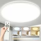 YIFMOO 40W LED Deckenleuchte Flach Dimmbar, Ø50CM Deckenlampe mit Fernbedienung, 3000-6500K Modern Ultra Dünn, Rund Deckenleuchten Dimmbar für Wohnzimmer Schlafzimmer Kinderzimmer Büro Küche, Weiß