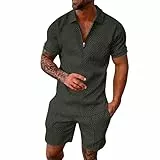 Nuqqichongtian Sportanzug Herren,Herren Trainingsanzug Sommeranzug Sets 2 teilig Freizeitanzug Kurzärmelig Jogginganzug Sportanzug Bequeme Atmungsaktive Fitnessanzug Activewear Streetwear Schwarz L