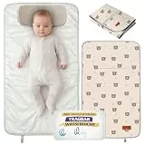 Wickelunterlage Unterwegs Waschbar Abwaschbar Wasserdicht Faltbar Wickelmatte mit Polsterung Wickelauflage Kompakt Teddybären Zubehör Geschenk Geburt Diaper Changing Mat Baby Waterproof Pad Valbaby