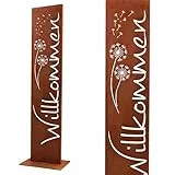 Rostikal Gartendeko Für Draußen Wetterfest - Haustür Deko Aus Metall - Outdoor Gartendeko - Exklusive Garten Deko Draußen - Edelrost Design - Rostdeko Für Garten Und Terrasse