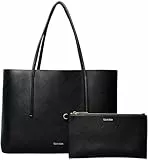 Calvin Klein Damen Tote Bag Tasche Small mit herausnehmbarer Tasche, Schwarz (Black/Toasted Coconut), Einheitsgröße
