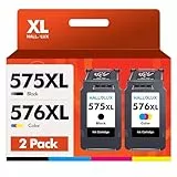 PG-575XL CL-576XL Multipack Wiederaufbereitet für Canon Druckerpatronen 575 576 für PIXMA TS3550i TR4755i TR4750i TS3551i TR4751i TS3750i TS3751i TS3752i TR4756i (575 Black, 576 Color)