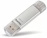 Hama 64GB USB-Speicherstick mit USB 3.0&USB 3.1-Type-C (2-in-1 USB-Stick, z.B. für Android Handy, Tablet, Computer, Notebook, MacBook, OTG, 40MB/s) USB-Typ-C Handy-Stick, Doppel Memory-Stick Silber
