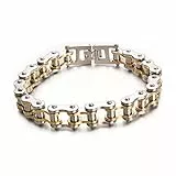 Vissen Uniqal Fahradkettekette Armband Herren Edelstahl Biker Kette Punk Armbänder Männer (Silber Gold 21.5cm)