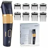 BaByliss Lithium Performance Haarschneider – Kabellose Profi-Leistung, 45 Längeneinstellungen (0,6–28 mm), Lithium-Akku, Dunkelblau/Gold, E986E