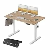 FEZIBO Höhenverstellbarer Schreibtisch mit USB-A und USB-C-Ladeanschlüssen, 120 x 60 cm Schreibtisch Höhenverstellbar Elektrisch, Ergonomischer Steh-Sitz Tisch für Heimbüro, Standing Desk, Eiche