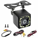 720P Rückfahrkamera Set 12V, IP68 Wasserdicht Auto Rückfahrkameras 170° Weitwinkel, Klare Nachtsicht Backup Kamera mit 12 LED für Wohnmobil Trucks Bus Pickup Trailer, 6m Kabel