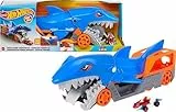 Hot Wheels GVG36 - Hungriger Hai-Transporter-Spielset mit 1 Fahrzeug im Maßstab 1:64, Spielzeug Autorennbahn für Kinder von 4 bis 8 Jahren