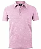 zitysport Poloshirt Kurzarm Herren Regular Fit Golf Shirt Schnelltrocknen Atmungsaktives Polohemd Herren Knitterfrei Outdoor Shirt Männer Sport Polo T-Shirts(Hellrosa-L)