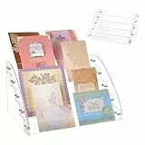 UNICRAFTALE 2 Stück 5 Ebenen Acryl Grußkartenständer Tragbarer Weihnachtsgrußkartenständer Aufbewahrungsstickerorganizer Briefmarken Postkarten Mail Grußkartenhalter für Handwerkssammlungen