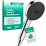 hansgrohe Pulsify Select S - wassersparender Duschkopf 6,9 l/min (EcoSmart), Handbrause mit 3 Strahlarten, 105 mm Duschbrause, Sparduschkopf mit Antikalk-Funktion, Chrom, 24111000