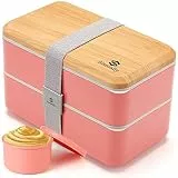 Sinnsally Lunch Bento Box Japanisch für Erwachsene,1400ml Brotdose mit Fächern Lunchbox mit Besteck,Vesperbox Brotzeitbox Brotbox Essensbox Frühstücksbox Vesperdose Jausenbox