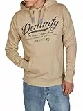 DENIMFY Hoodie Herren Regular Fit DFArno Kapuzenpullover Pullover Print Beige L, Größe:L, Farbe:Cobblestone Beige