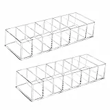 QINERSAW 2er Set Abnehmbar Kosmetik Organizer Schublade 8 Fächern Make up Aufbewahrungsboxen Beauty Schmink Aufbewahrung Lagerung Transparent Box für Waschtisch Badezimmer