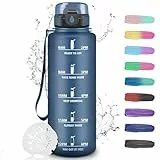 Grsta Trinkflasche 1,5 Liter, Sportflasche mit Filter für Kohlensäure Leicht zu Reinigen Auslaufsicher für Fitness Camping Wandern Yoga