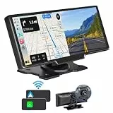 Autoradio Wireless Carplay für Android Auto, 9,3-Zoll-Touchscreen-Autoradio mit Navigation/Bluetooth/WLAN/Sprachsteuerung/Spiegelverbindung, Autoradio-Receiver mit Rückfahrkamera