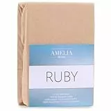 AmeliaHome Spannbettlaken 160x200-180x200 cm Frottee Baumwolle Spannbetttuch, Dunkelbeige