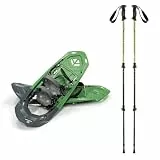 outdoorer SnowClimber Schneeschuhe mit Ratschenbindung und Steighilfe in Grün – 25 Zoll-Schneeschuhe mit Ferrino Aluminium-Trekkingstöcken (inklusive Winterteller)
