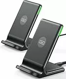 INIU Wireless Charger Stand [2 Pack], 15W Qi Zertifiziert Inductive Fast Charging Stand Wireless Charging Station, Mobile Phone Charger for iPhone 15 14 13 12 11 Pro Max SE Xr Samsung Galaxy S23 S22