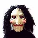 thematys Saw Jigsaw Maske Halloween – Gruselige Vollkopfmaske aus Latex, Horror-Merchandise, Perfekt für Kostümpartys, Filmfans und Sammler, Unisex