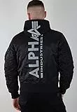 ALPHA INDUSTRIES Herren MA-1 ZH Back Print Bomberjacke, Black/Reflective, 2 XL