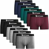 Fullluwaa Boxershorts Herren 12er Pack - Business Men Retroshorts Männer Trunks Baumwolle Unterwäsche Weiche und Ideale Passform (Ohne Kratzenden Zettel)