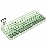 FELiCON Ajazz 308i Kabellose Retro Tastatur, Bluetooth Silent Cute Computer Tastatur mit Runder Punk Tastenkappe, Matte Textur Kompakte 84 Keys, QWERTY, Typewriter Design für PC, Laptop, Mac - Grün