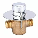 GOLDMAN SERVICE Verchromter Wasserhahn mit zeitgesteuertem kurzem Wasserauslauf, wassersparend, automatischer Verschluss mit Zierleiste, M-M 1/2 Zoll