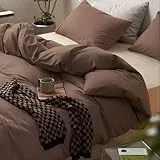 Covebett Bettwäsche 220x240 Kaffee Braun Uni Einfarbig Modern Bettbezug Set 3 Teilig Dunkelbraun Weiche Atmungsaktiv Mikrofaser Renforcé Bettwäsche-Sets mit Reißverschluss und Kissenbezüge 80x80 cm
