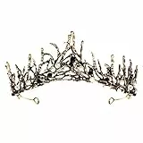 FRCOLOR Vintage Prinzessin Haar Krone Handmad Gold Blatt Tiara Perle Braut Krone Hochzeit Tiaras Haar Zubehör