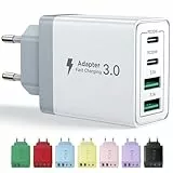 Aioneus USB C Ladegerät, 4 Ports Mehrfach Ladegerät mit USB-C und USB-A, 40W Schnellladegerät PD 3.0 Power Adapter USBNetzteil für iPhone 16 15 14 Pro Max 13 12 11 SE 2020 XS XR 8 7, Samsung, Handys
