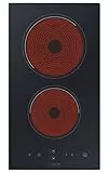 Candy CDH 30, Glaskeramik, 2 Kochfelder, 28 cm breit, 2900 W, 9 Leistungsstufen, Timer, Schwarz