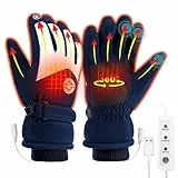 CestMall USB Beheizte Handschuhe für Männer Frauen, Winterhandschuhe Warme Touchscreen Handschuhe mit 3 Einstellbare Temperatur Nicht-Schlupf Thermalsporthandschuhe für Laufen Skifahren (Blue)
