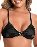 Satini Bügelfreies Seidensatin‑Bralette - Verstellbare Träger, Elegante Dessous, Sissy‑BH (Schwarz, L)