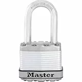 MASTER LOCK Hochsicherheits Vorhängeschloss [Schloss mit Schlüssel] [Laminiertem Stahl] [Wetterfest] [Medium Bügel] M1EURDLF - Ideal für Lagerräume, Lagerschuppen, Garagen, Zäune 38 mm