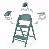 CYBEX Gold CLICK & FOLD Hochstuhl 4in1-Set, Mitwachsend, Ab Geburt bis 99 Jahre, Inkl. Gold Bouncer Nest, Baby-Set und Tablett, Buchenholz/Baumwolle/Kunststoff, Stone Blue