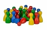 Noris 606154362 - 24 Bunte Halmakegel aus Holz im Blister, 16mm, Rot, Gelb, Blau, Grün