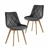 B&D home® Esszimmerstühle Tania 2er Set – Polsterstuhl mit ergonomischer Sitzschale, Webstoff anthrazit, Massivholzbeine Natur, skandinavisches Design für Esszimmer, Küche, Büro, Wohnzimmer
