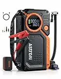 AstroAI Starthilfe Powerbank für PKW mit Kompressor 150PSI, 8000A Auto Starthilfe Powerbank für alle mit Benzin/12L Diesel, Starter Powerbank Eingang/Ausgang, komplettes Zubehörset, Orange