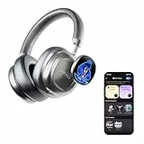 MorningBlues VWS X1 Kabellose Over-Ear-Bluetooth-Kopfhörer, geräuschunterdrückende Kopfhörer mit 40-mm-Jamo-Treibern, Dual-OLED-Touchscreen, APP-Steuerung, 60-Stunden-Spielzeit, Silber