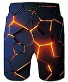 TUONROAD Badeshorts Herren Bunte Hose 3D Lava Lustige Badehose Schnelltrocknend Hawaii Hose Männer mit Mesh Futter L