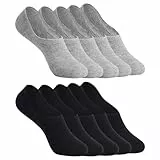 YOUCHAN 10 Paar Sneaker Socken für Damen & Herren Füßlinge Unsichtbar Atmungsaktiv Footies 39-42 Schwarz-Grau