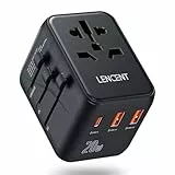 LENCENT Reiseadapter Weltweit Typ C, G, A, I Internationaler Reisestecker Adapter mit USB C Schnellladung Steckdosenadapter für USA/Kanada/Thailand/UK/Irland/Japan/China/Australien/Mauritius